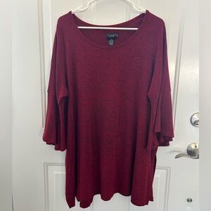 Women's 1X Red Flutter Sleeve Sweater